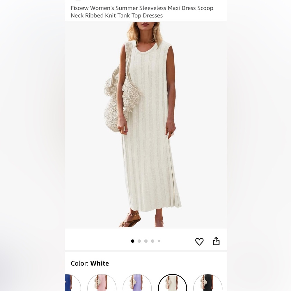 Sleeveless Ribbed Maxi Dress in White